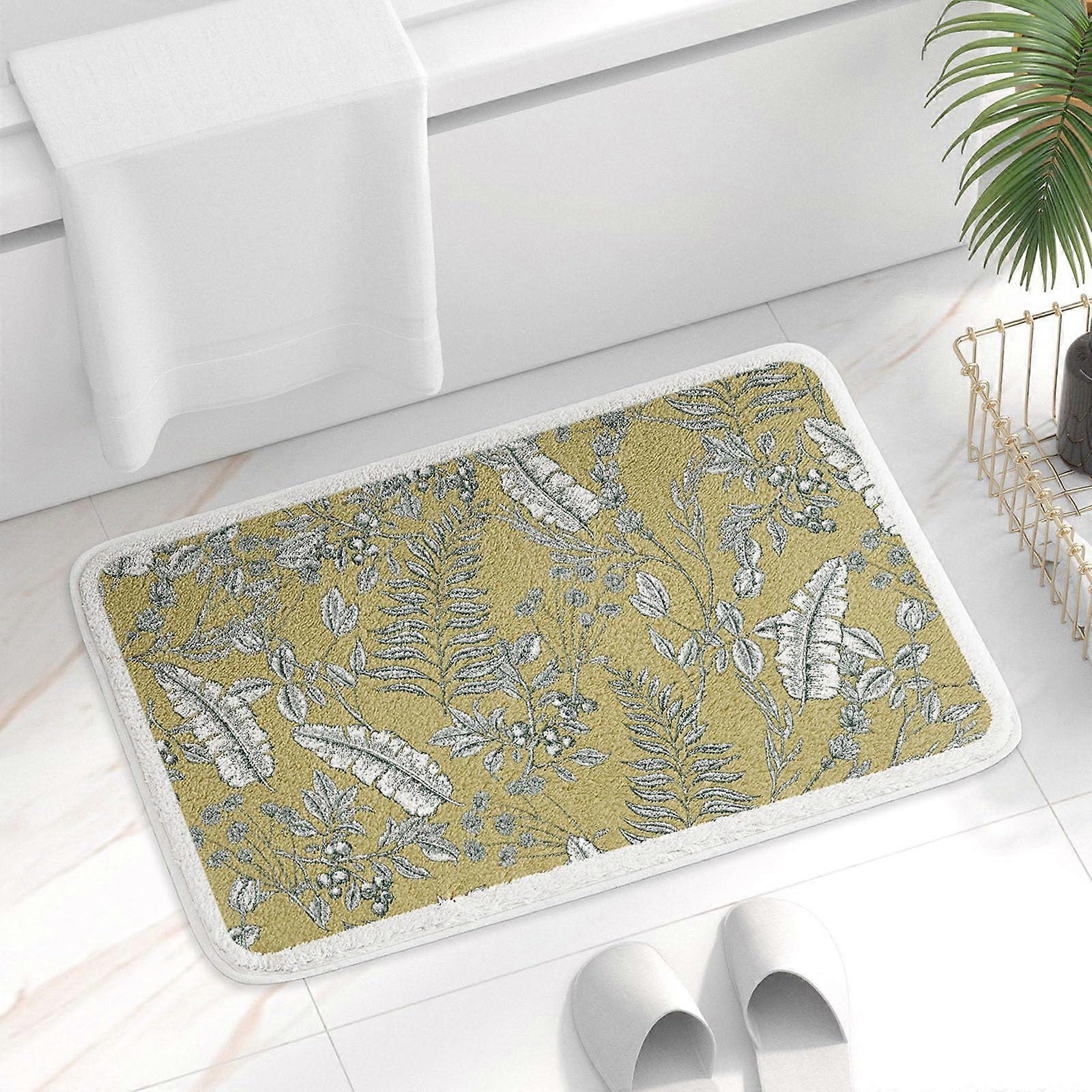 Soft Cushioned Non Slip Microfiber Bathroom Rug, Quick Dry Plush Floral Bath Mat Rectangular 31'x47'