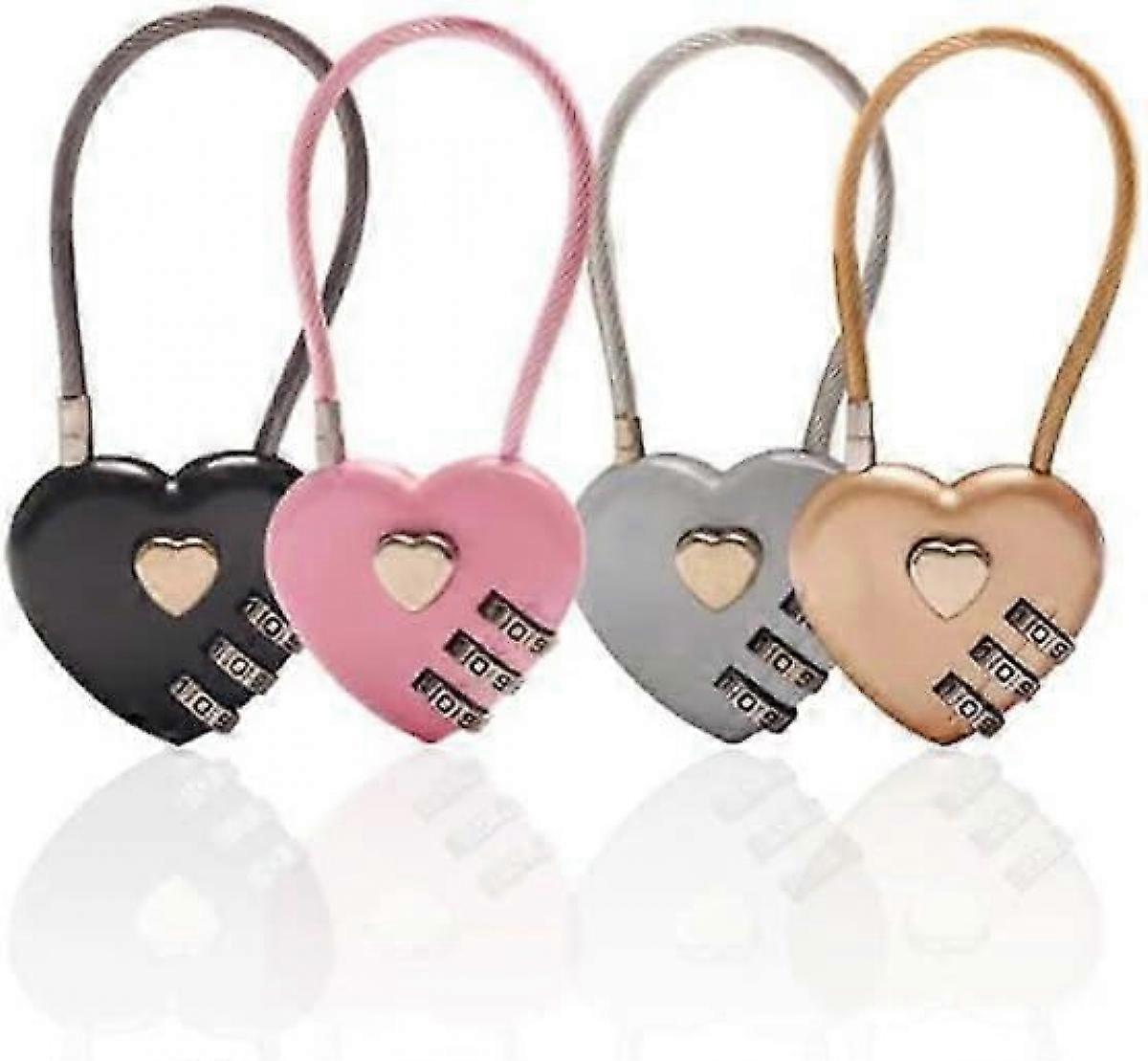 4 Pcs Heart Padlock Mini Code Lock for Jewelry Box Diary