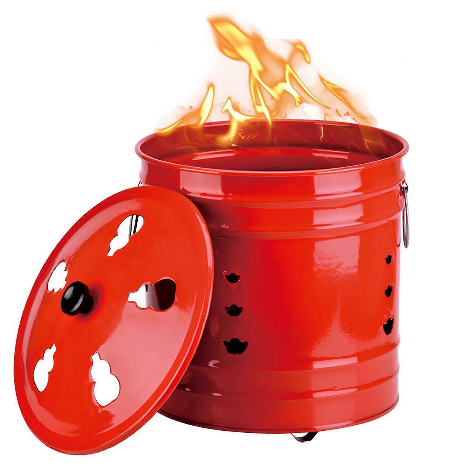 Metal Burn Barrel 24cm Compact Square Incinerator Bin for Outside Burning Trash