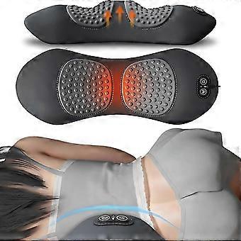 Lumbar Massager Vibration Hot Compress Traction 3 in 1 Spinal Decompression Lumbar Support Pillow for Prolonged Sitting