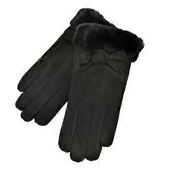Damenhandschuhe für kaltes Wetter, Anti-Pilling-Handschuhe, weich, bestickt, Touch Tech Handwärmer, Schwarz