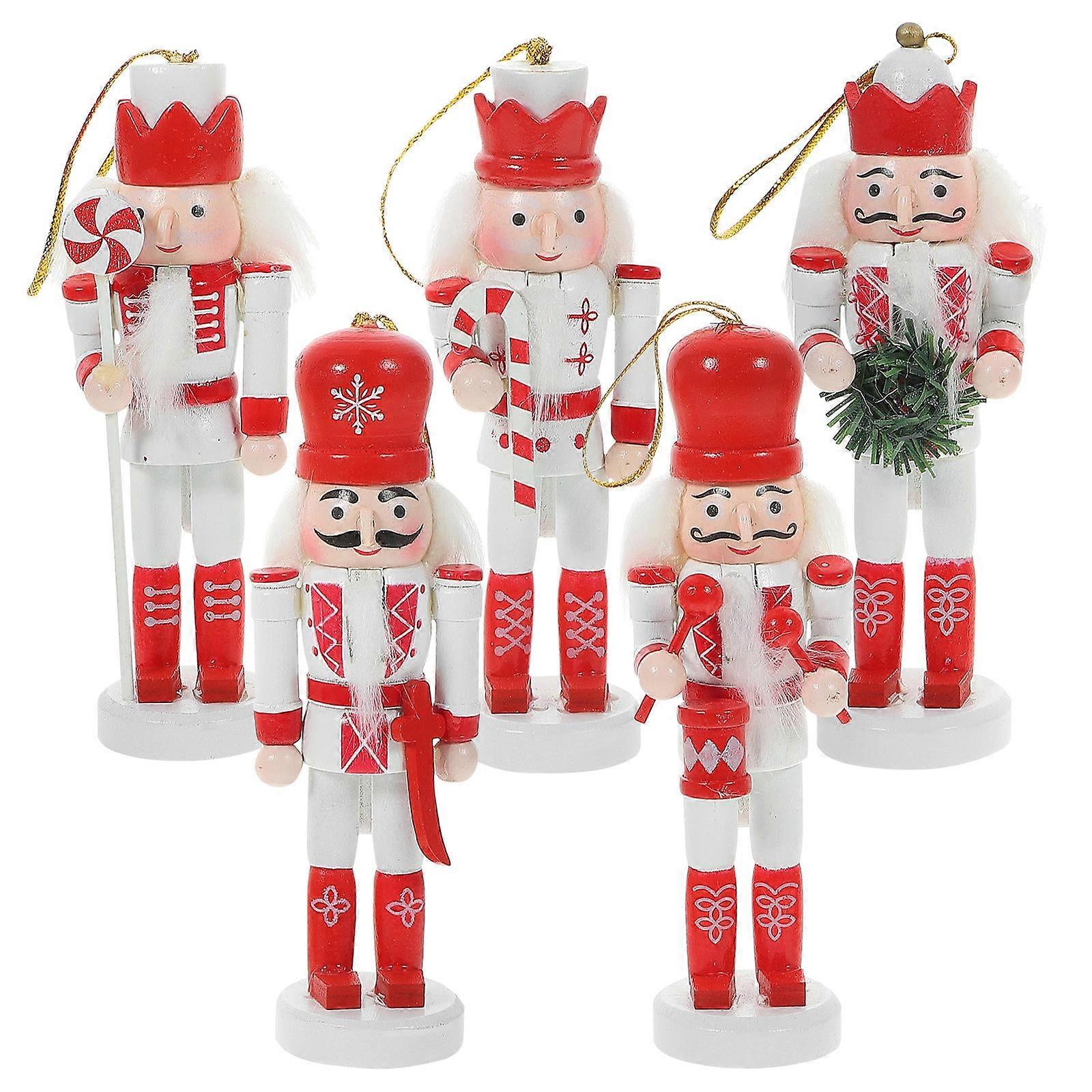 Worgeous Nutcracker Statue Ornamental Nutcracker Figure Wood 5Pack