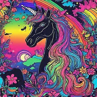 Puzzle rompicapo con unicorno mitologico in stile luce nera S0443