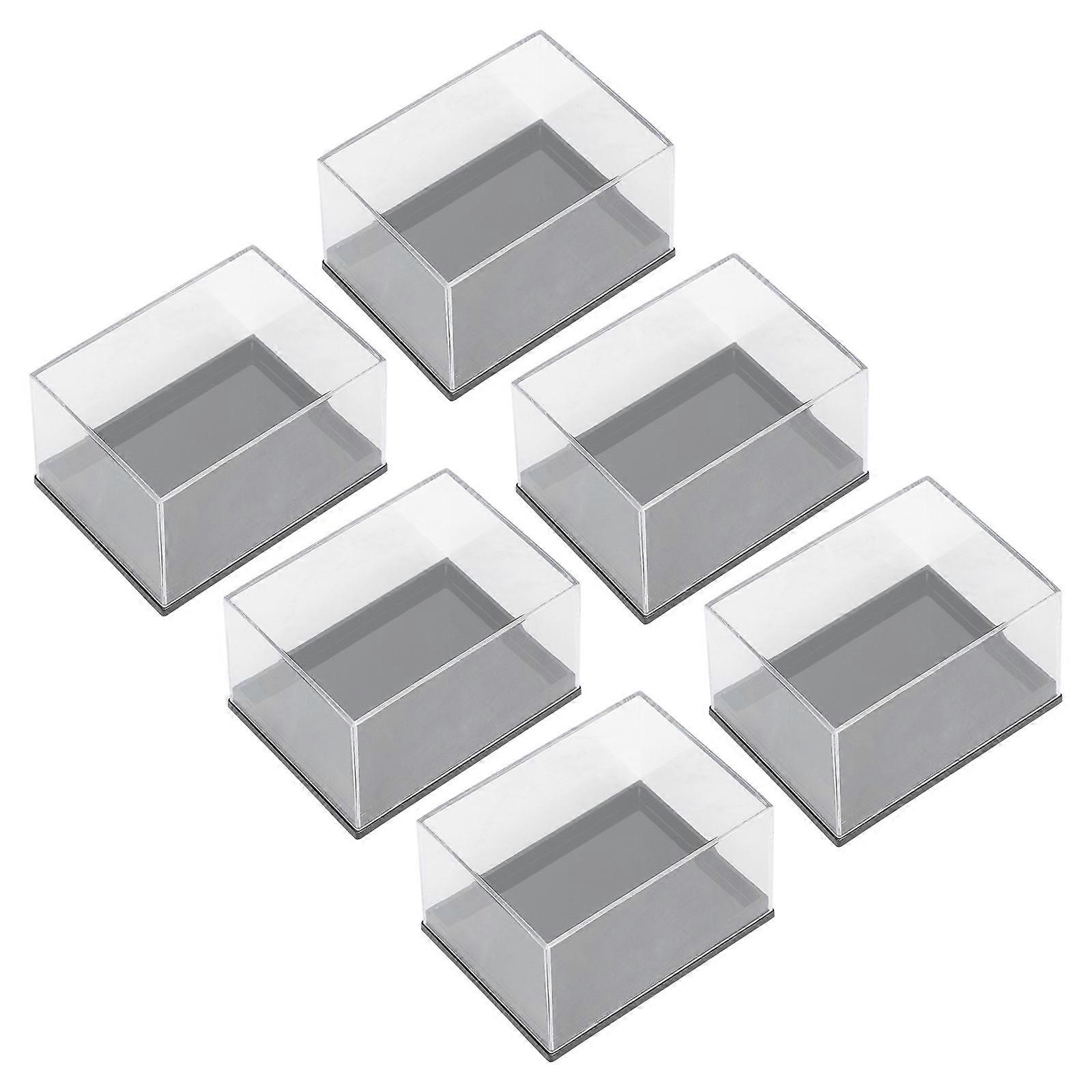 6pcs Plastic Mineral Specimen Storage Cases Square Sample Display Boxes