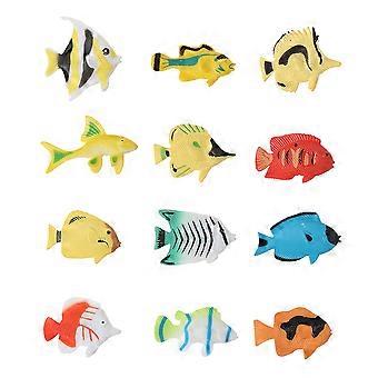 Plastic Fish Model Ocean Animal Toys Set for Playing 24Pcs Colorful Figures