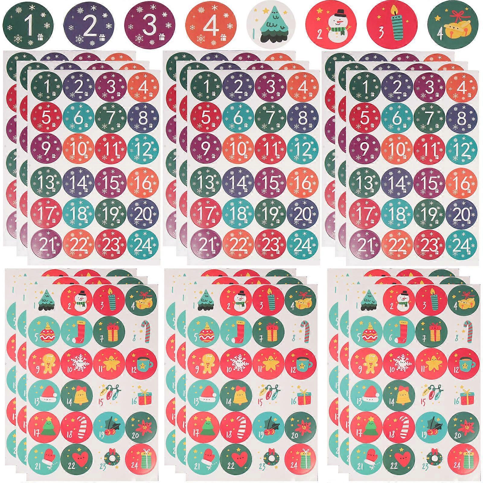 Assorted Color Countdown Sticker Paper Labels for Gift Wrapping 20 Sheets