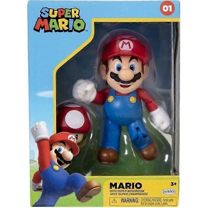 Figurine - JAKKS PACIFIC - Super Mario Bros : Mario + Crapaud - 10 cm