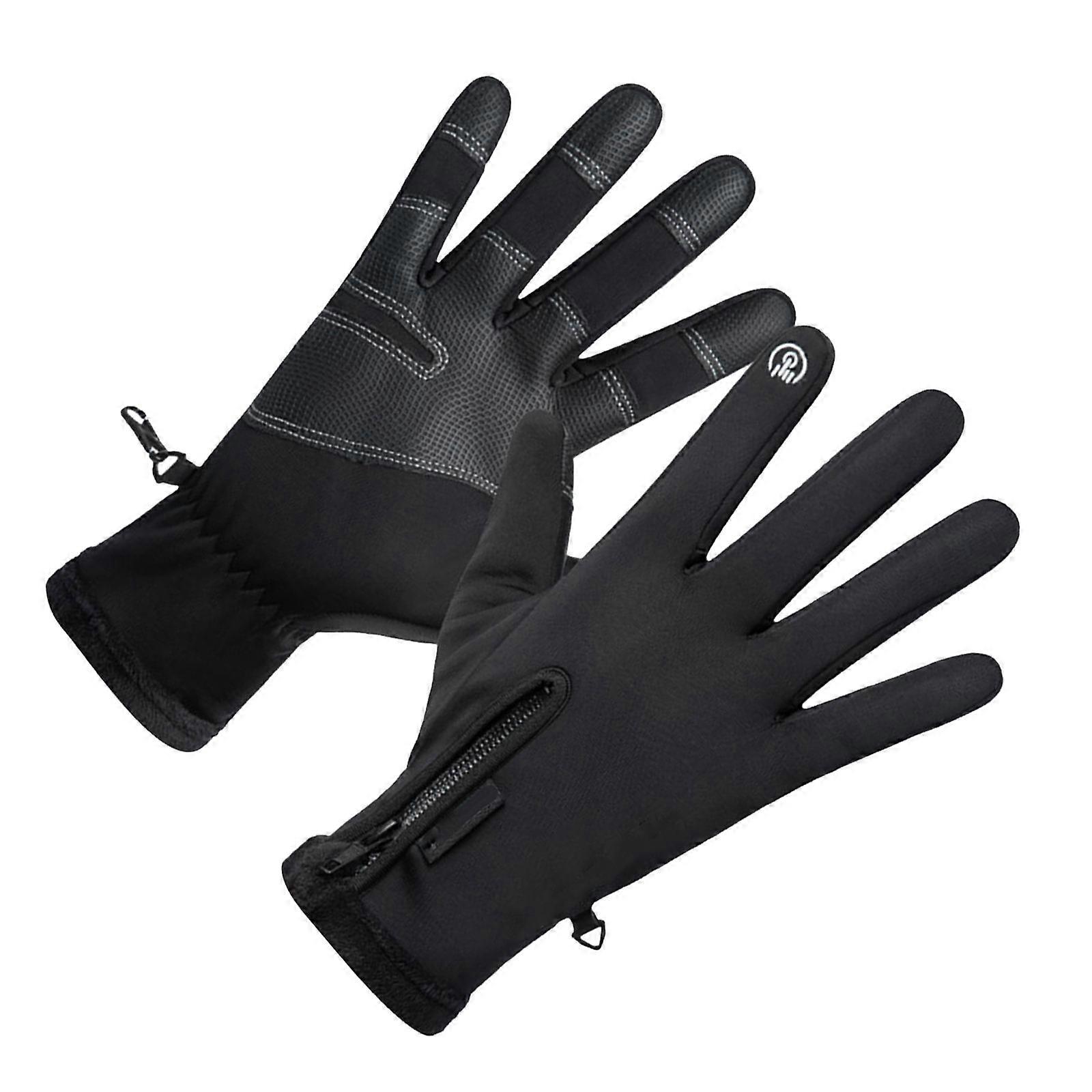 Windproof Warm Riding Gloves for Men with Touch Screen 1Pair Black
