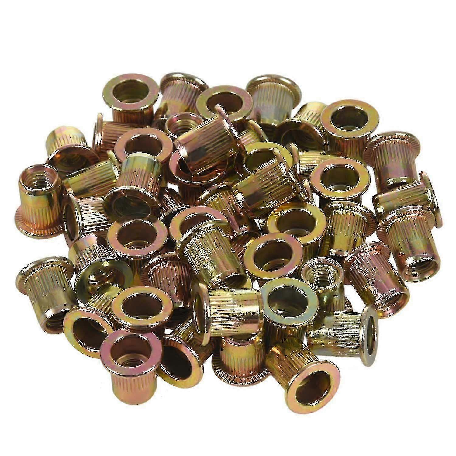 M6x12mm Flat Head Threaded Rivet Nut Insert Nutsert Fasteners 50 Pcs