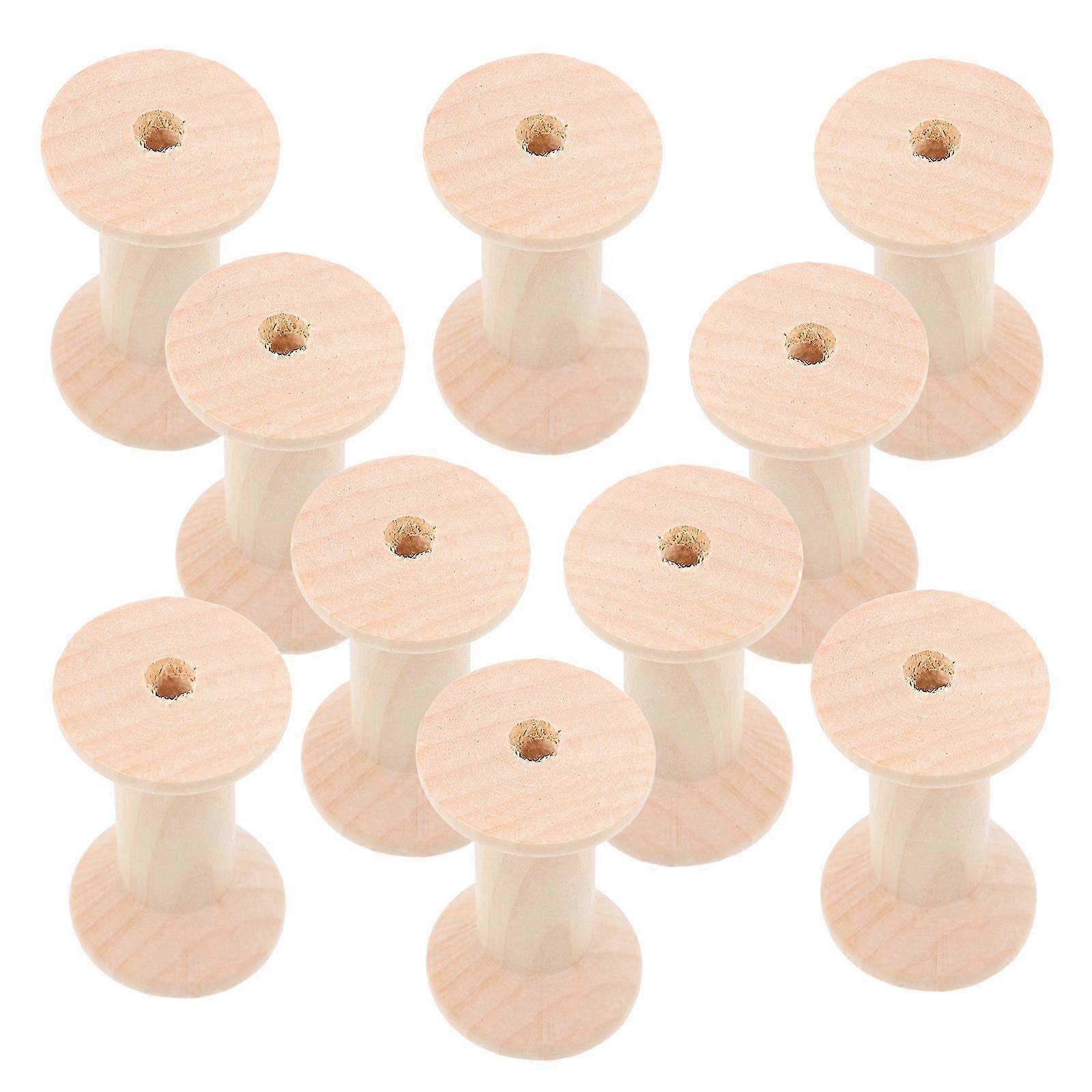 Wooden Thread Spools Bobbin Holders 10Pcs for Sewing Thread Storage