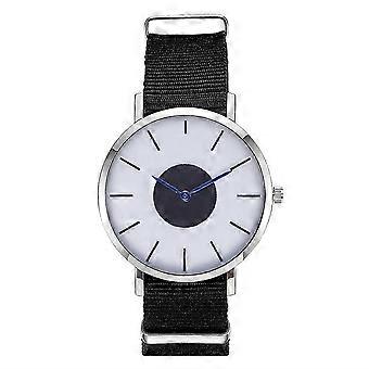 Zhoulianfa Män Manlig Mode Klocka Nylon Band Rund Urtavla Kvarts Business Armbandsur (Svart)