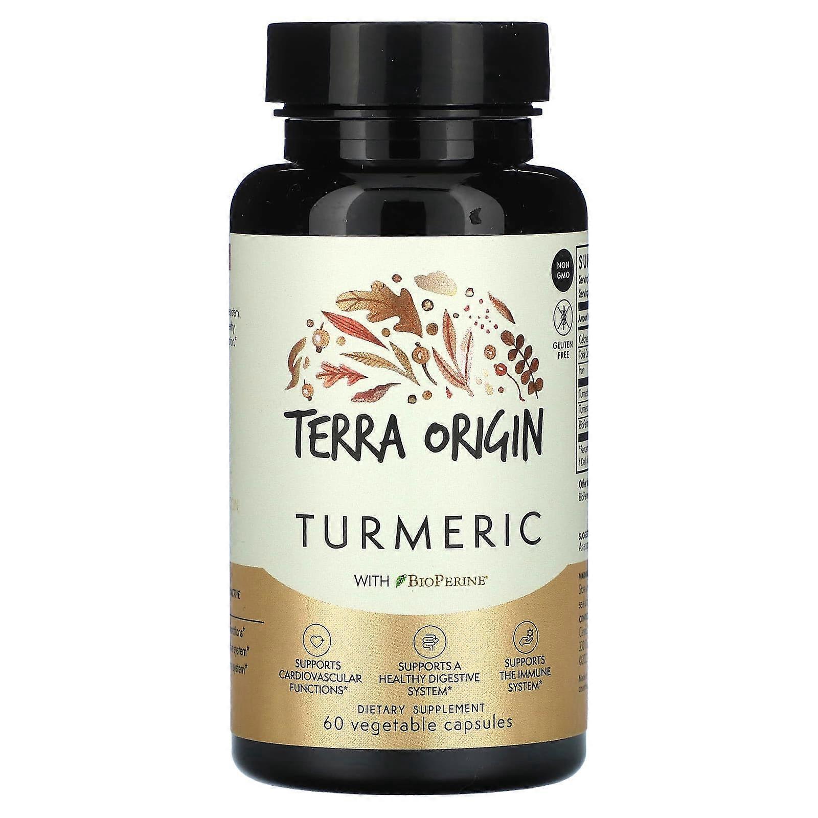 Terra Origin, Turmeric With BioPerine, 60 Vegetable Capsules