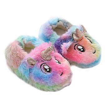 1 Pair of Unicorn Ornament Slippers Winter Warm Shoes Adorable Kids Slippers