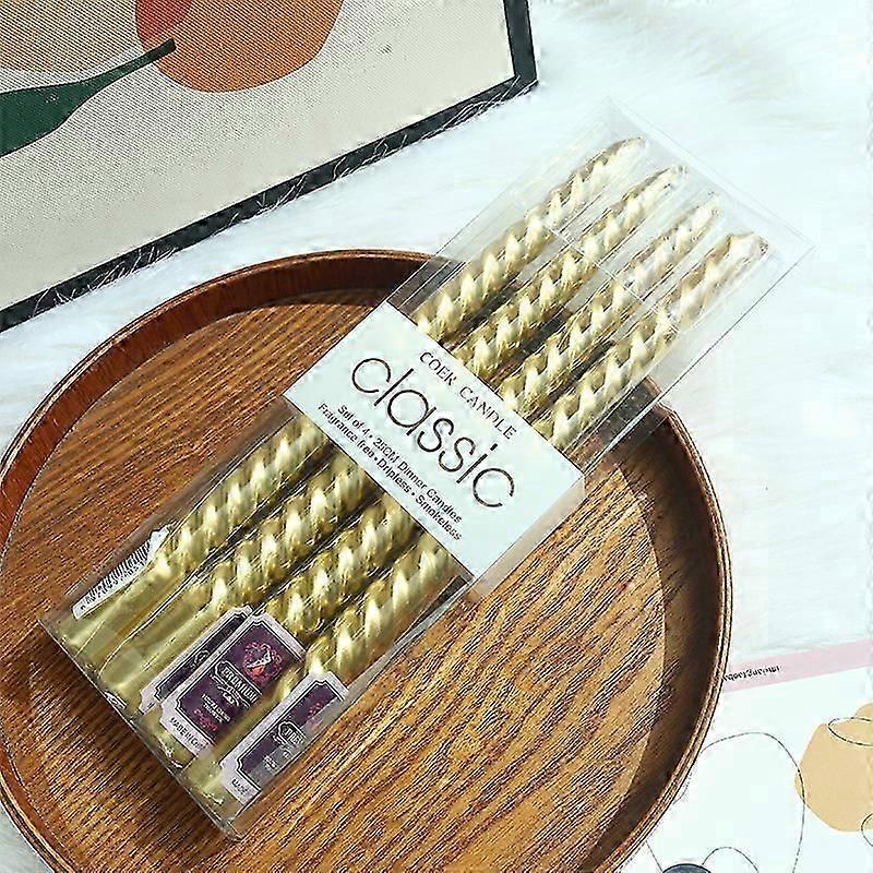 2*4pcs Color-plated threaded long-stem candles,l