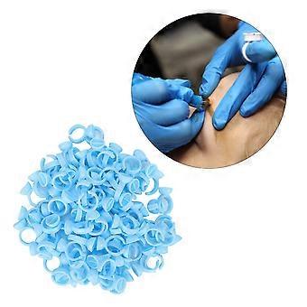 Glue Rings for Eyelash Extension, Disposable 100PCS Volume Lash Fan Blossom Glue Cups, Blue, 1.3cm Diameter