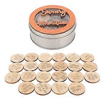 22pcs Mini Sweary Affirmation Discs Humorous Regulate Emotions Wooden Positive Affirmation Chips for Party Orange