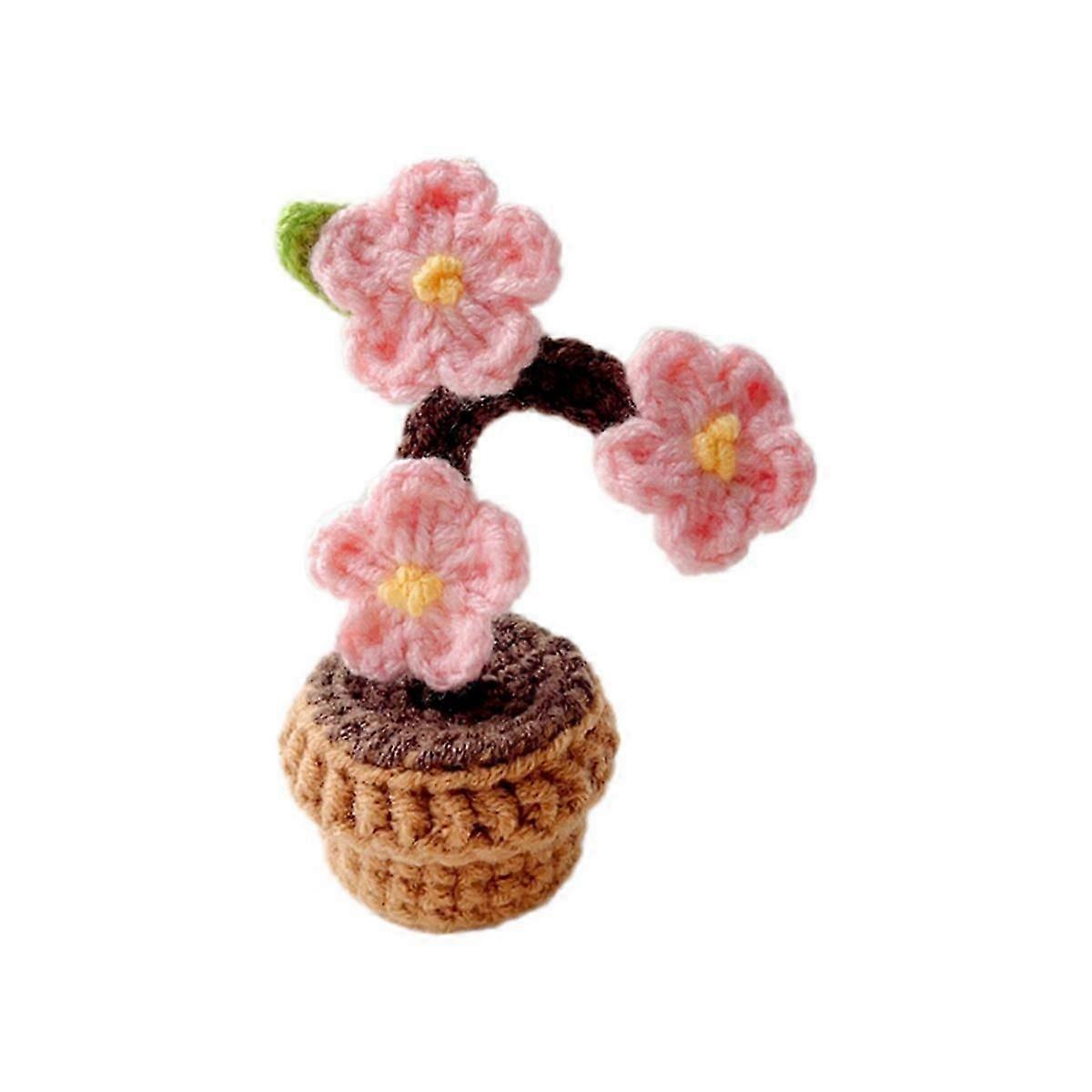 D Hand-Knitted Flowers Potted Crochet