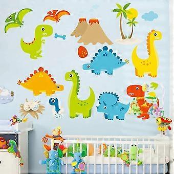Adesivos de Parede de Dinossauro de Desenho Animado, Adesivo e Adesivo Mural de Arte de Parede Colorido para Quarto de Crianças, Berçário, Sala de Aula e Mais, 17,7 x23,6 polegadas - -