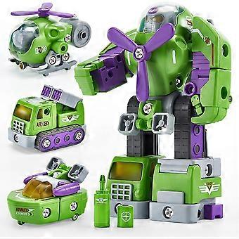 3 in 1 Take Apart Helicopter, Missile Truck, Ship Transform to Robot Boys Toys Age 4-6 Year Old Boys Girls STEM Toys