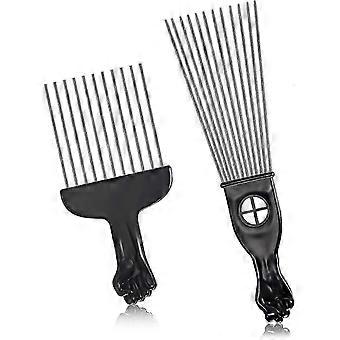 African American Pick Comb Black Fist Metal Hair Comb Wide Hair Pick Comb Smooth Hair Fork Comb Wig Braid Styling Tool For Women And Men Home Sa