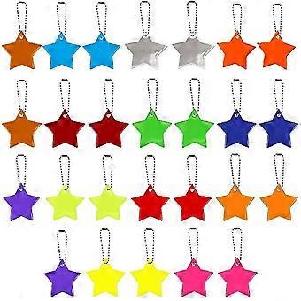 26pcs Sicherheit Reflektor Anhänger, Kinder Reflektor Anhänger, Stern Sicherheit Reflektor für Schultasche Rucksack Radfahren Walking Running (13 Farben)