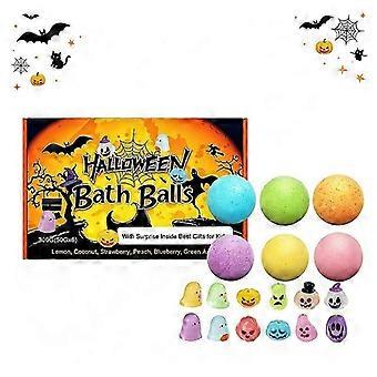 6Pcs Halloween Kids Bath Bomb Set, Organic Gentle Bath Fizzies with Surprise Halloween Toys Inside, Rich Foam Bath Balls, Holiday Gift for Boys Girls