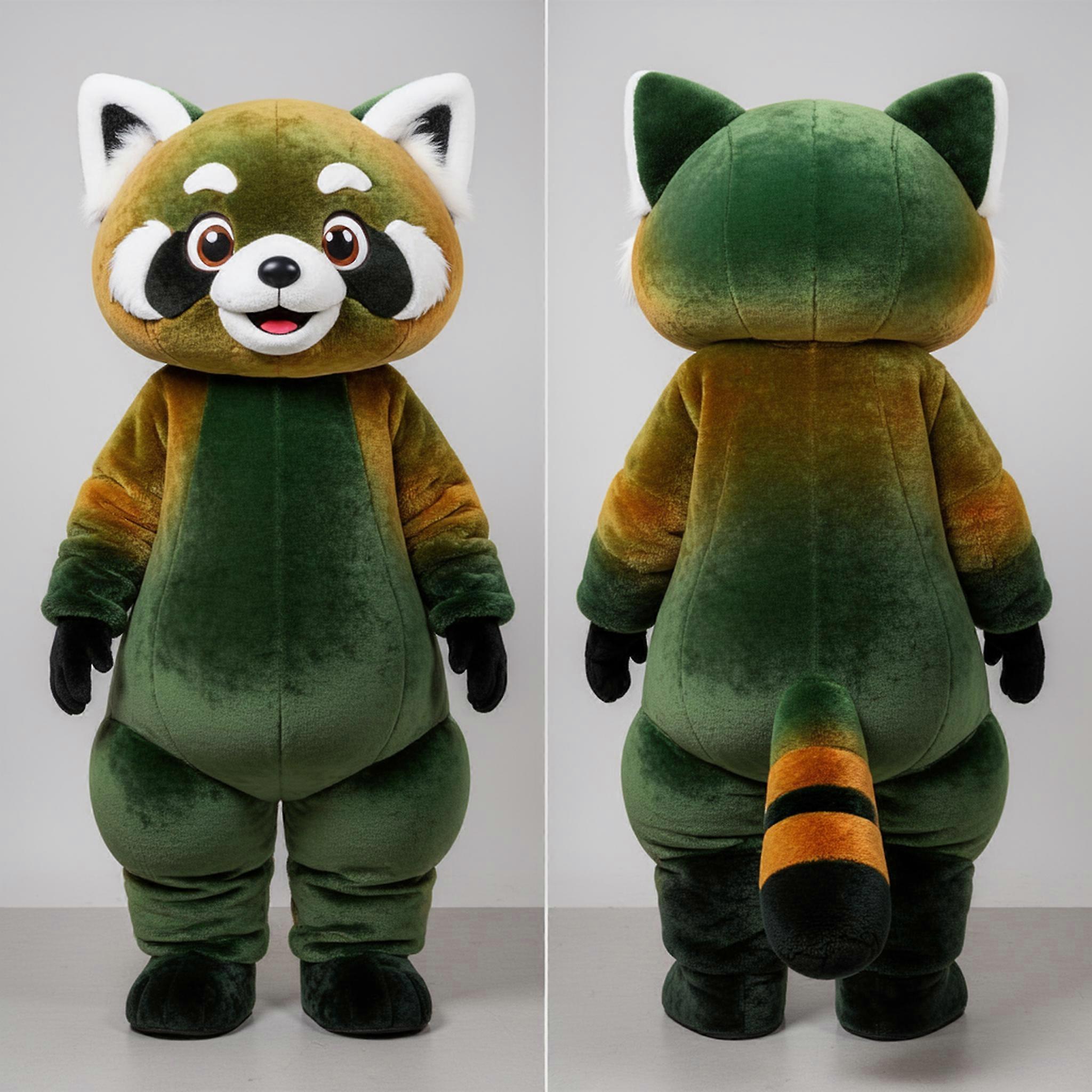 MASTICOT Forest Green Cartoon Red Panda Mascot