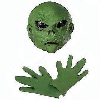 2kpl vihreä alien pukusetti 1 pari Cosplay hanskat 1 päähineet