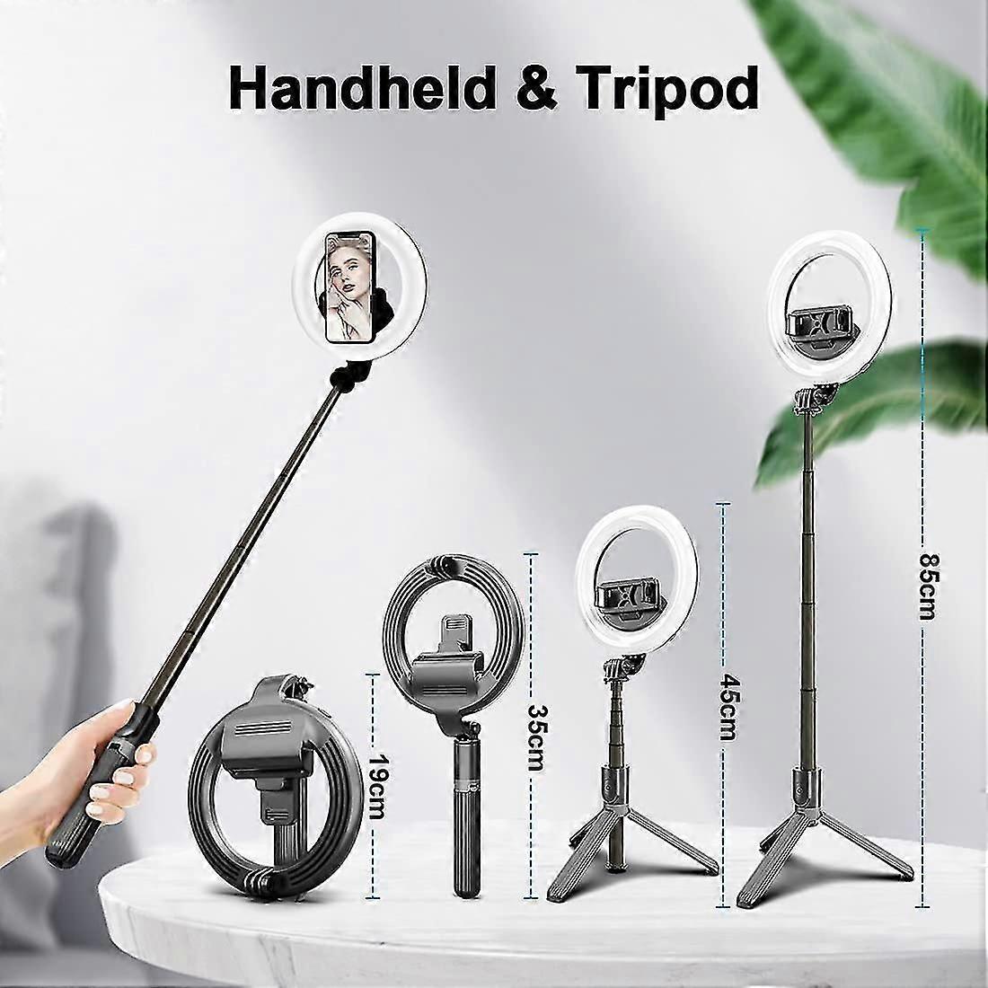 Selfie Ring Light With Tripod Bluetooth Remote Control 6.3" Ring Light