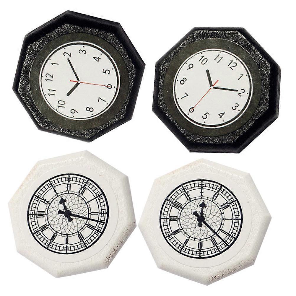 Simulation Wall Clock Doll House Miniature Clock Accessories with 4Pcs