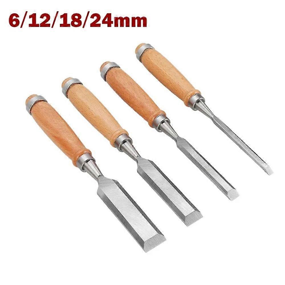 4Pcs/set Manual Wood Carving Hand Chisel Tool Set Hand Tools Woodworking Gouges Wooden Handle DIY Tool Chisel Carpenters