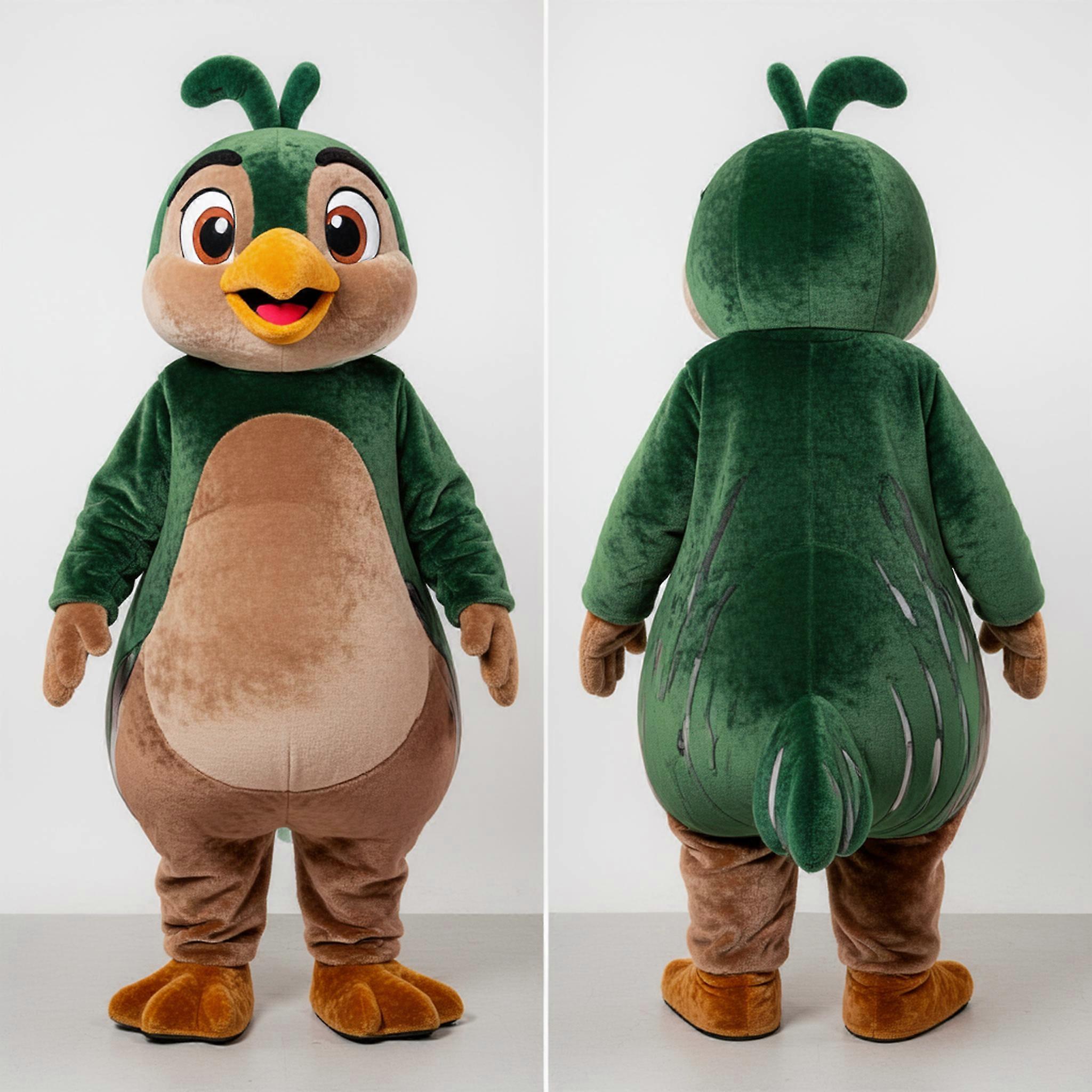MASTICOT Forest Green Rounded Quail Mascot
