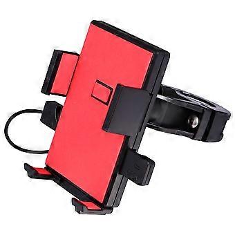 Halterung für Smartphones am Fahrrad, Befestigung für Lenker, rot.