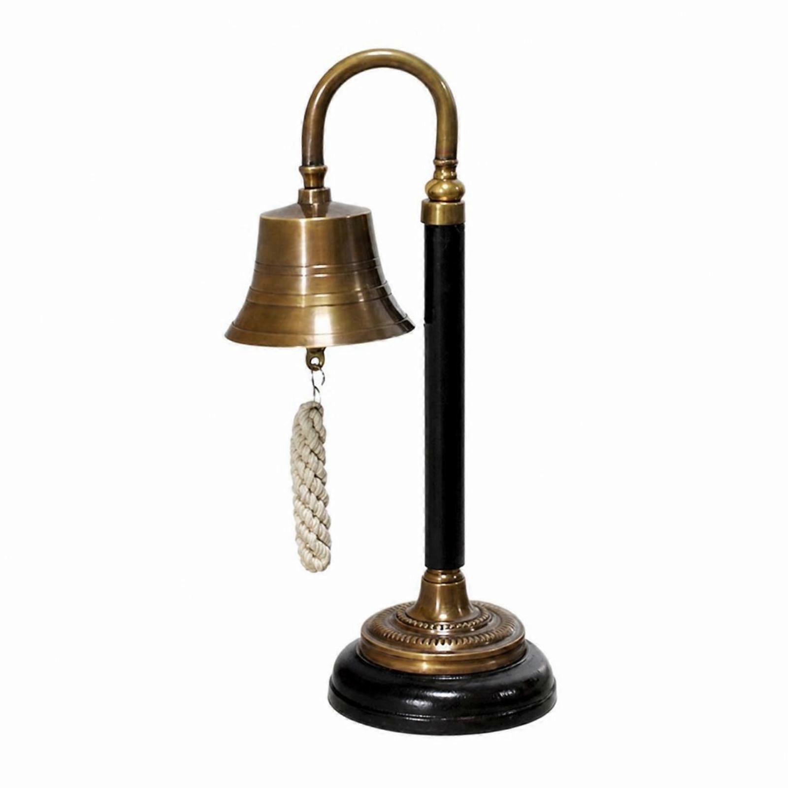 Tabletop Bell with Rope Pull Loud Brass Bell with Stand Rust Resistant for Study
