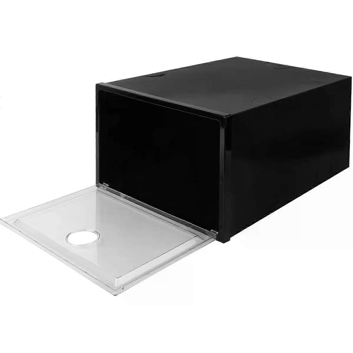 Black Plastic Shoe Box with Door, Dustproof Storage