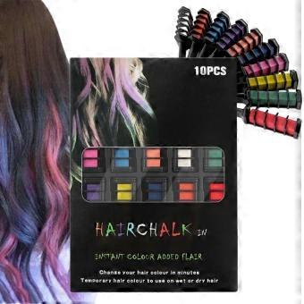 Hair Chalk Comb Set for Girls, Washable Temporary Hair Color with Ten Vibrant Shades for Party Cosplay (1 Set)