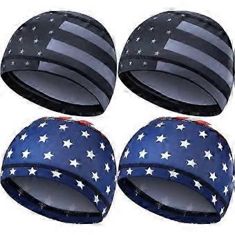 4-Pack Cooling Helmet Liner, Moisture Wicking Skull Cap, Cycling Beanie for Men & Women