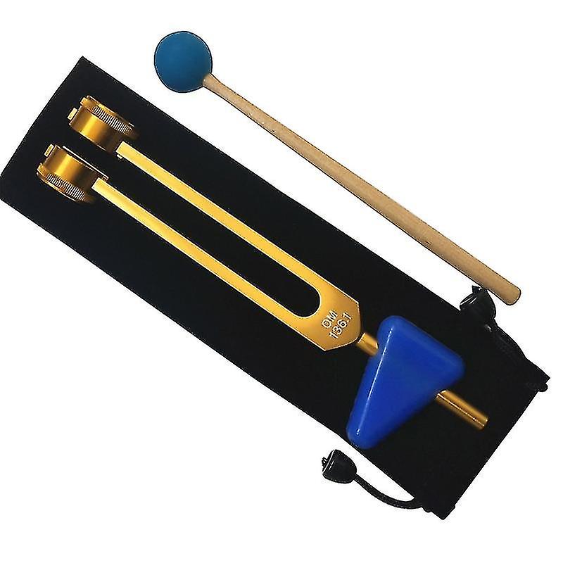 Om 136.1 Hz Tuning Forks Set Chakra Tuning Fork Sound Healing Fork Crystal Fork Tuning Therapy Tool All In A Pouch & Wooden Striker