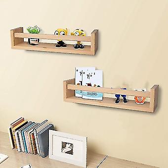 Lot De 2 étagères Murales Flottantes En Bois Pour Enfants - Bibliothèque, Rangement Livres Jouets - 40x9x10 Cm