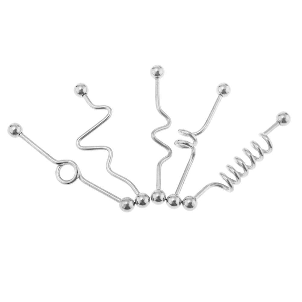 5pcs 14g τρυπήματα σκουλαρίκια στριμμένο βιομηχανικό κύμα Barbell σκουλαρίκι ασήμι