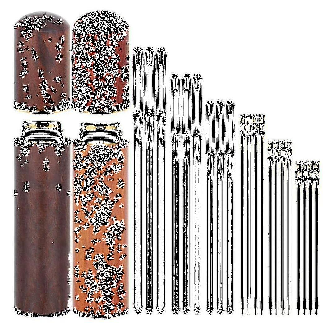 12pcs Self Threading Needles Double Hole Needles, 9 Large Eye Stitching Needles Sewing Needles With