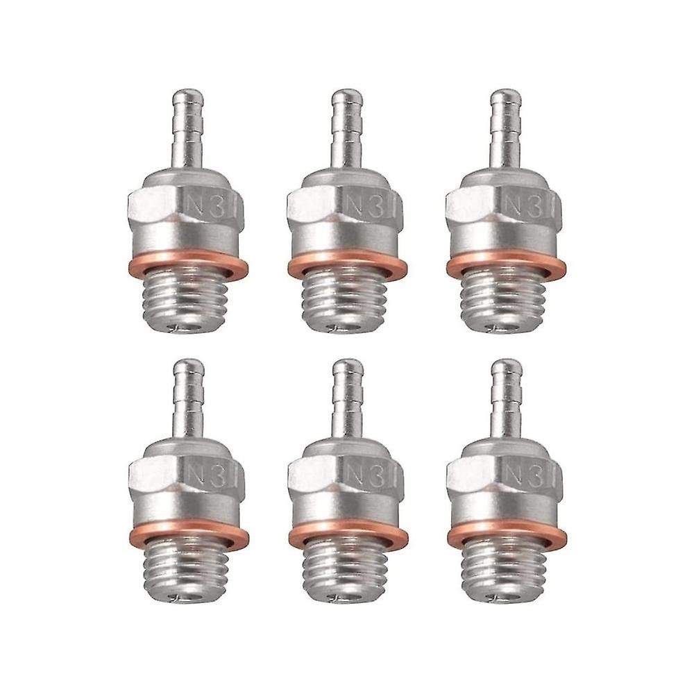 6pcs Glow Plug N3 Hot Spark Nitro Engine Parts Replace Os 8 For 1/8 1/10 Rc Car Truck
