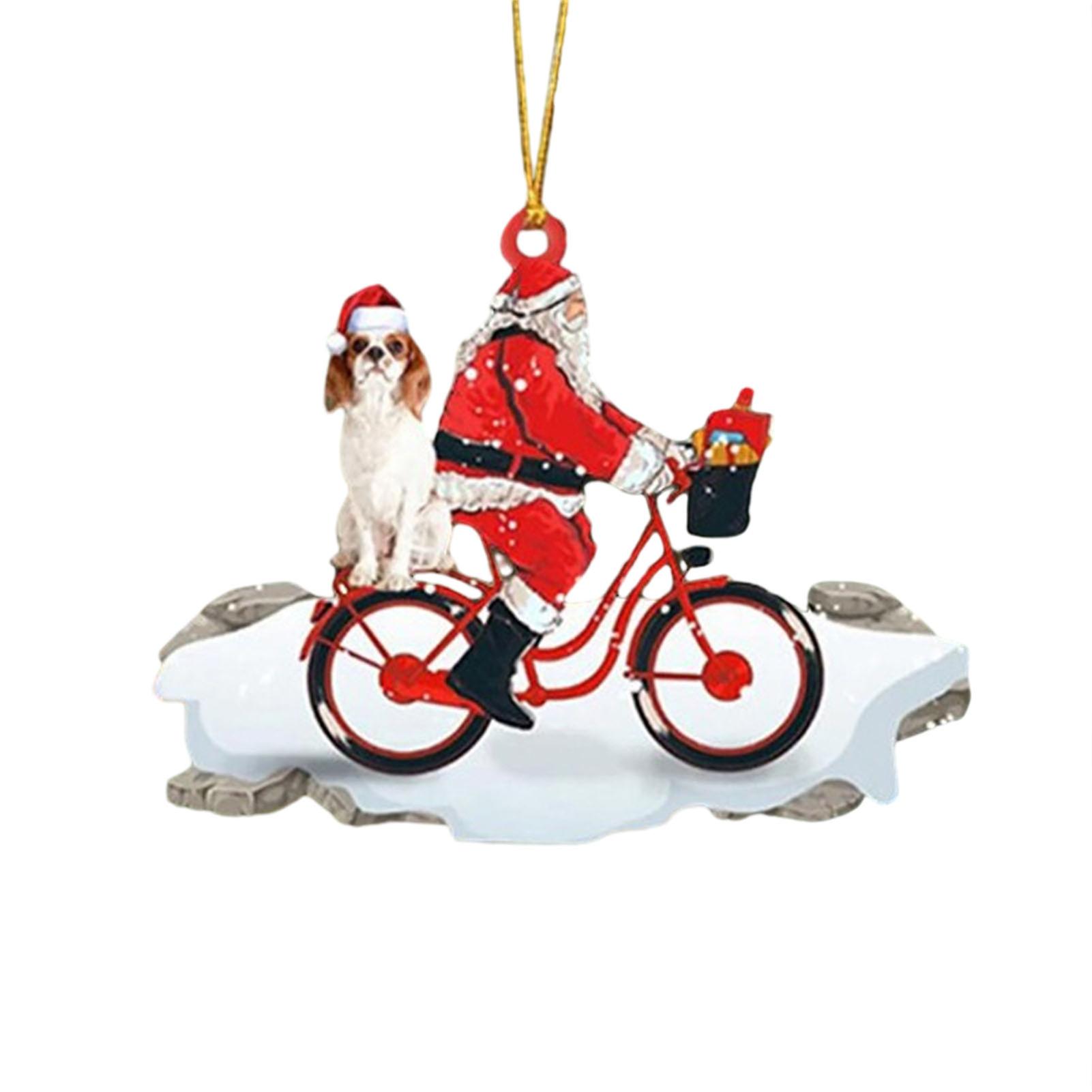 Santa Christmas Tree Ornament with Dog Multifunctional Bag Pendant Props for Car Bag Backpack