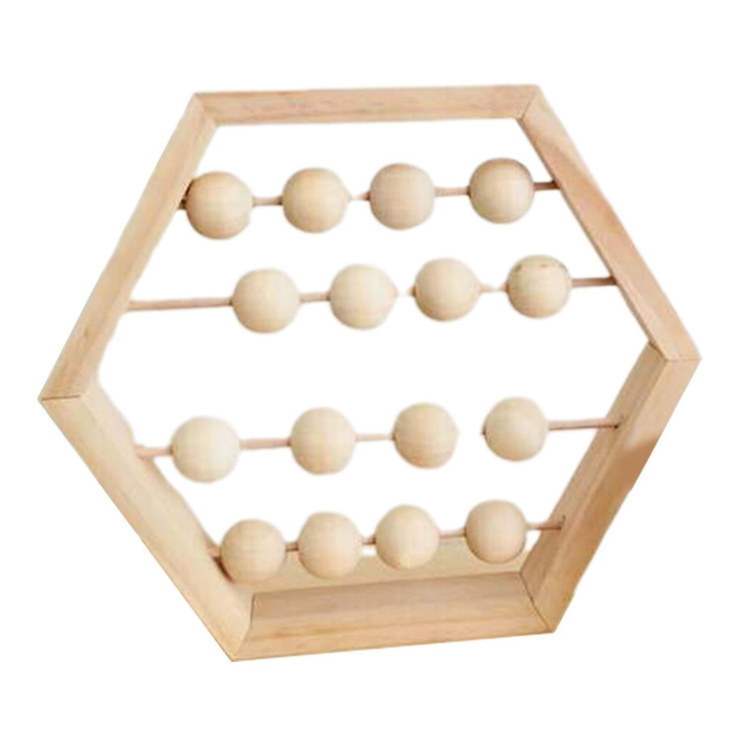 Wooden Abacus Interactive Hexagon Shape Multi-color Beads Preschool Learning Abacus Toy for Children