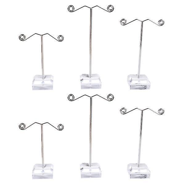 6 Pcs Complete Set Of Mini Delicate Acrylic T-shape Earrings Stand Holder For Display (transparent)