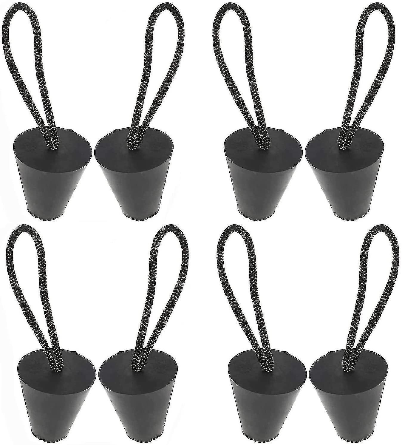8-pc Universal Kayak Drain Plug With Lanyard Drain Or Drain (8-pack, Black)