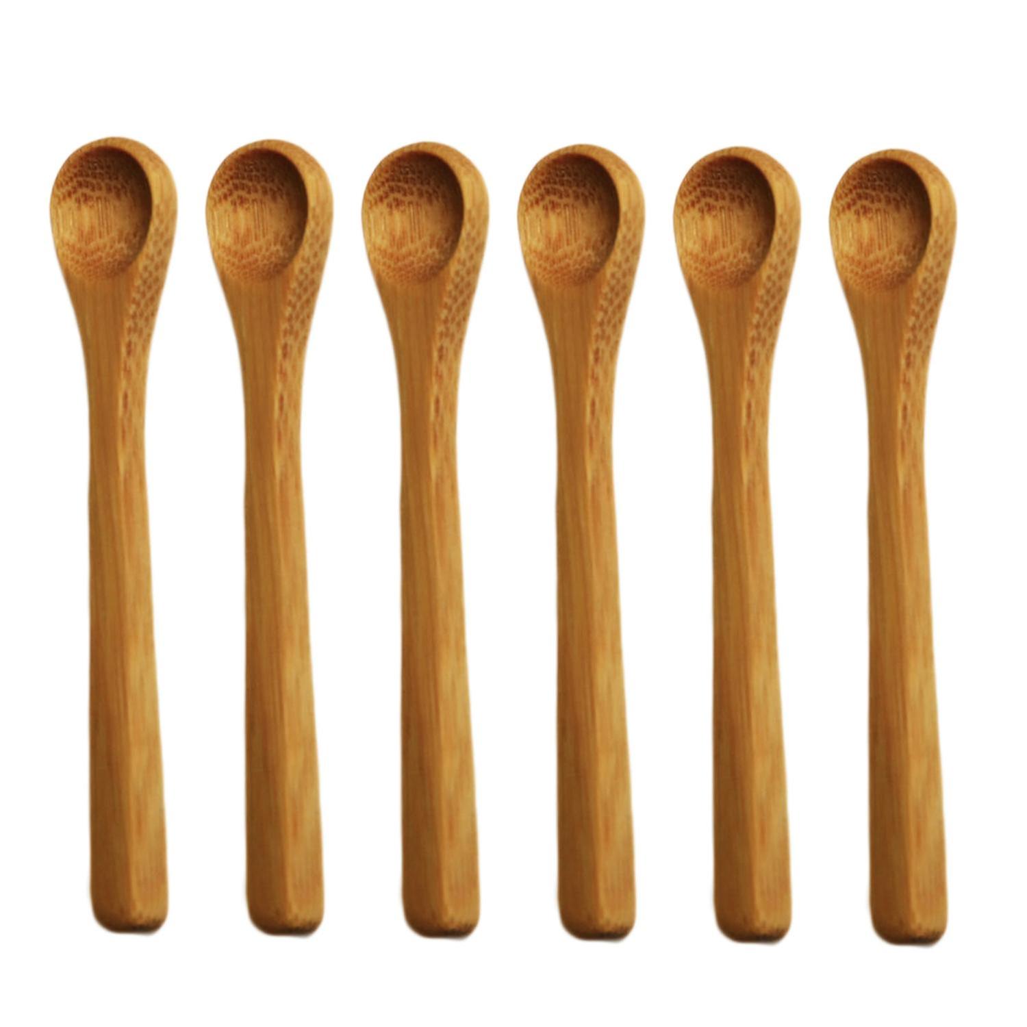 3 x 6Pcs Bamboo Long Handle Deep Spoon Flatware Coffee Honey Drinking Kitchen Gadget