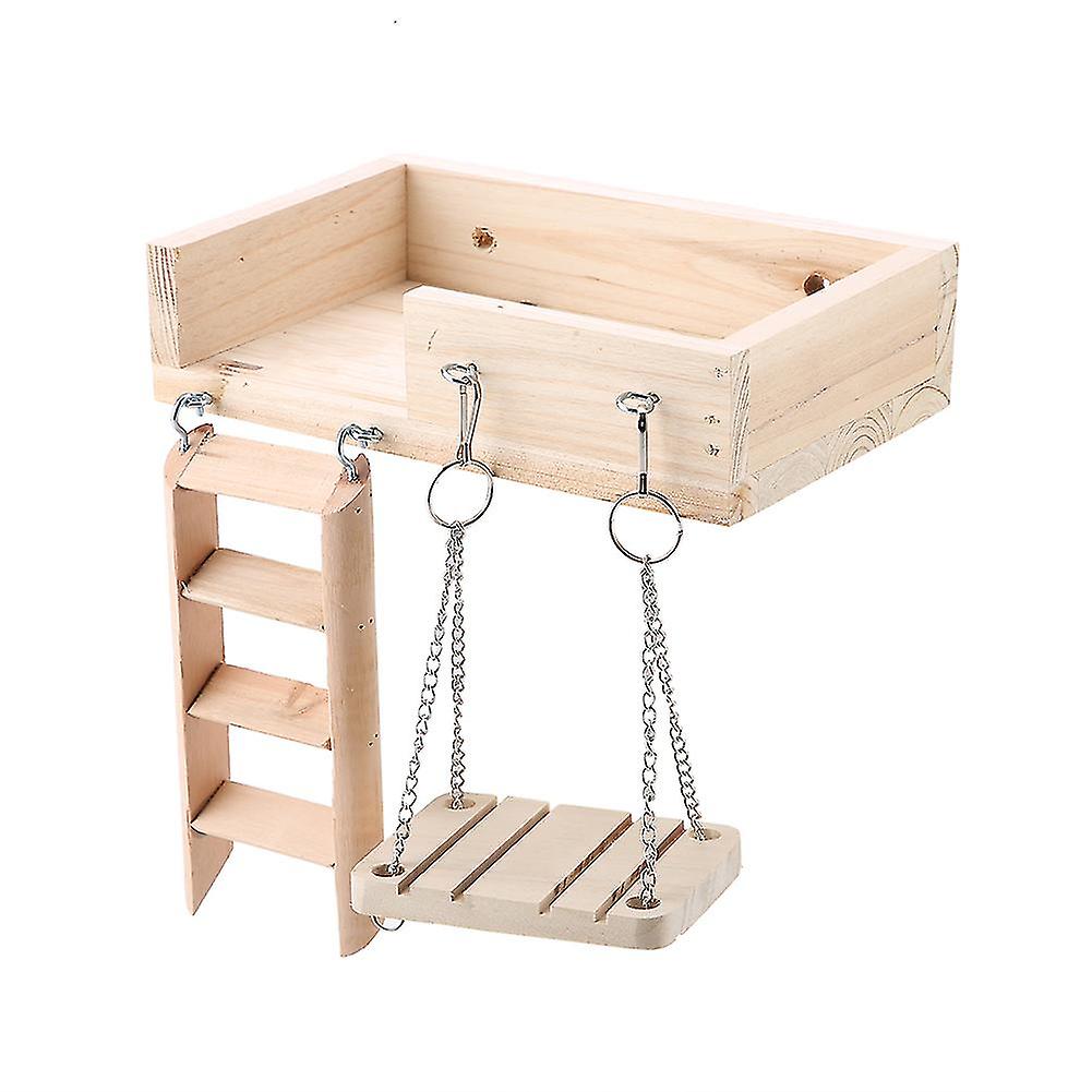 Set of 3 Wooden Hamster Ladders, Fun Swing Platforms, Small Animal Toys