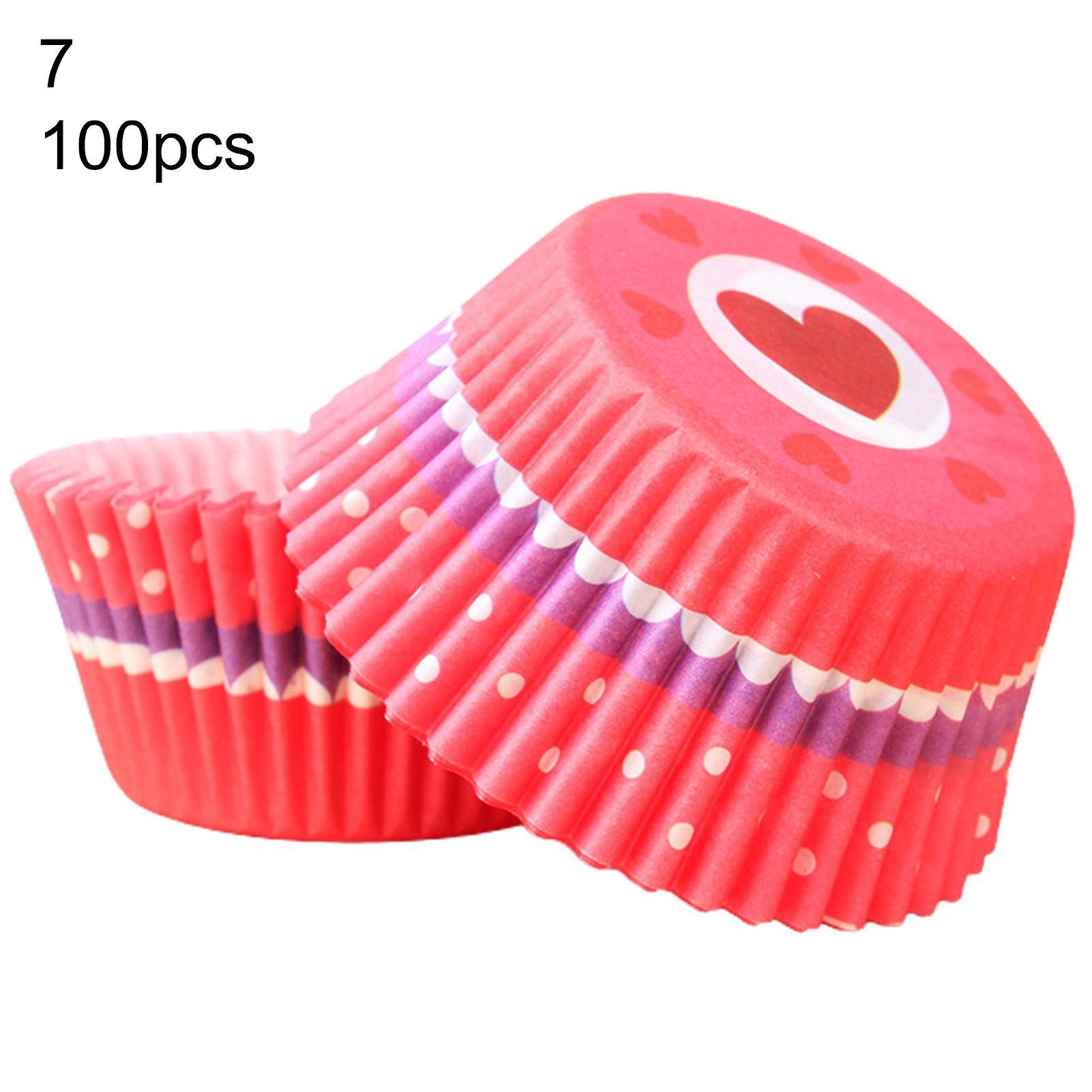 100pcs Diy Cartoon Pattern Muffin Cup Paper Decorating Wrap Cupcake Liner Bakeware Tools Q