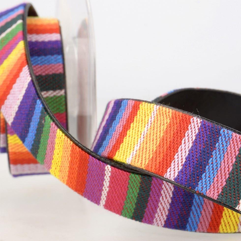 15mm Stephanoise Faux Leather Lined Webbing Multi 2 - per metre
